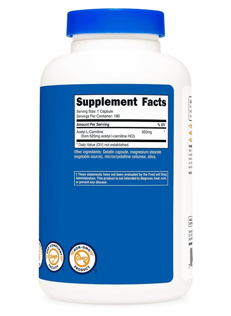 Nutricost, Acetyl L-Carnitine, 500 mg , 180 Capsules - Image 4