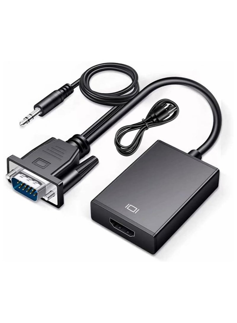 VGA to HDMI Adapter with 3.5mm Audio – FHD 1080P – Connects PC, Laptop, TV, Projector & Large Displays - Image 1