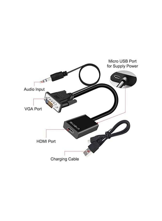 VGA to HDMI Adapter with 3.5mm Audio – FHD 1080P – Connects PC, Laptop, TV, Projector & Large Displays - Image 2