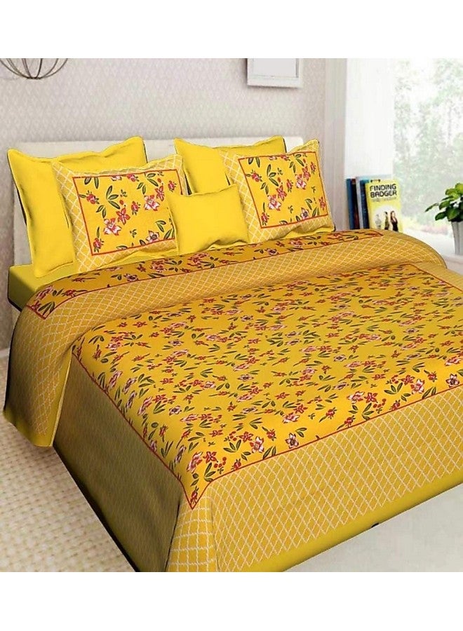BedZone 100% Cotton Rajasthani Jaipuri King Size Printed Bedsheet Combo Double Bed Set 2 Double Bedsheet with 4 Pillow Cover - Multicolor - Image 2