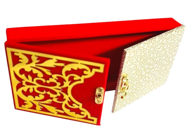 SHAKTISM Decorative Cash Box, Shagun, Jewellery Money Envelop Wedding, Gift, Bangel Box (Pack of 1Pc) (Red) - MDF, Chanderi Fabric - Image 3