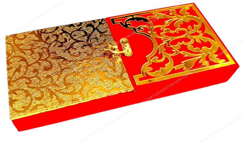SHAKTISM Decorative Cash Box, Shagun, Jewellery Money Envelop Wedding, Gift, Bangel Box (Pack of 1Pc) (Red) - MDF, Chanderi Fabric - Image 5