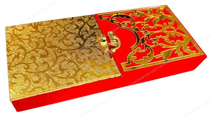 SHAKTISM Decorative Cash Box, Shagun, Jewellery Money Envelop Wedding, Gift, Bangel Box (Pack of 1Pc) (Red) - MDF, Chanderi Fabric - Image 1