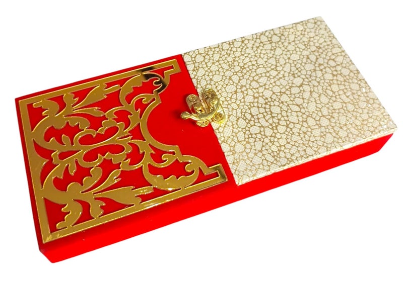 SHAKTISM Decorative Cash Box, Shagun, Jewellery Money Envelop Wedding, Gift, Bangel Box (Pack of 1Pc) (Red) - MDF, Chanderi Fabric - Image 2