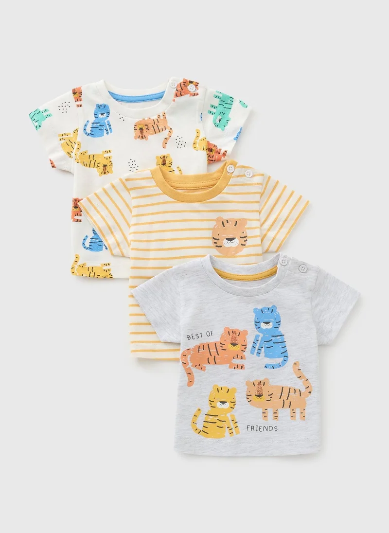 Matalan 3 Pack Baby Multicolour Safari T-Shirts