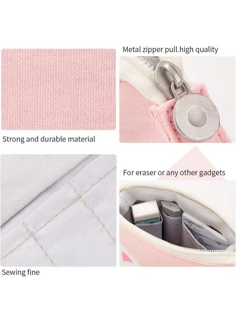 CUNUUDOOL Pencil Pouch For Girls,Pencil Pouch For School. Cute Cat Pattern Design with Large Capacity Pull-Down Retractable, Pencil Case Bag Pink. - Image 5