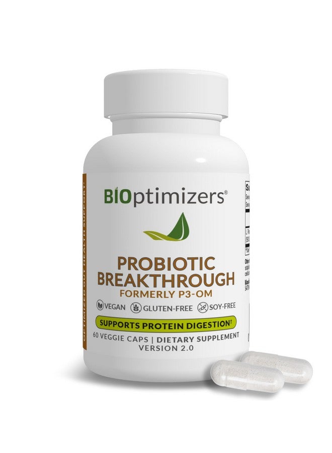 BIOptimizers Probiotic Breakthrough, Proteolytic Prebiotics & Probiotics Supplement - Lactobacillus Plantarum OM for Immune, Bloating & Gut Relief Support, 60 Vegan Capsules - Image 1