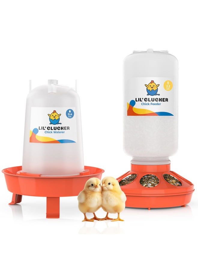 Lil'Clucker 1L Chick Feeder, 1.5L Chicken Waterer - No Leakage Chick Feeder and Waterer Kit - Hanging Baby Chick Waterer, Durable Chicken Water Feeder - Chicken Feeder and Waterer Set, Poultry Waterer - Image 1
