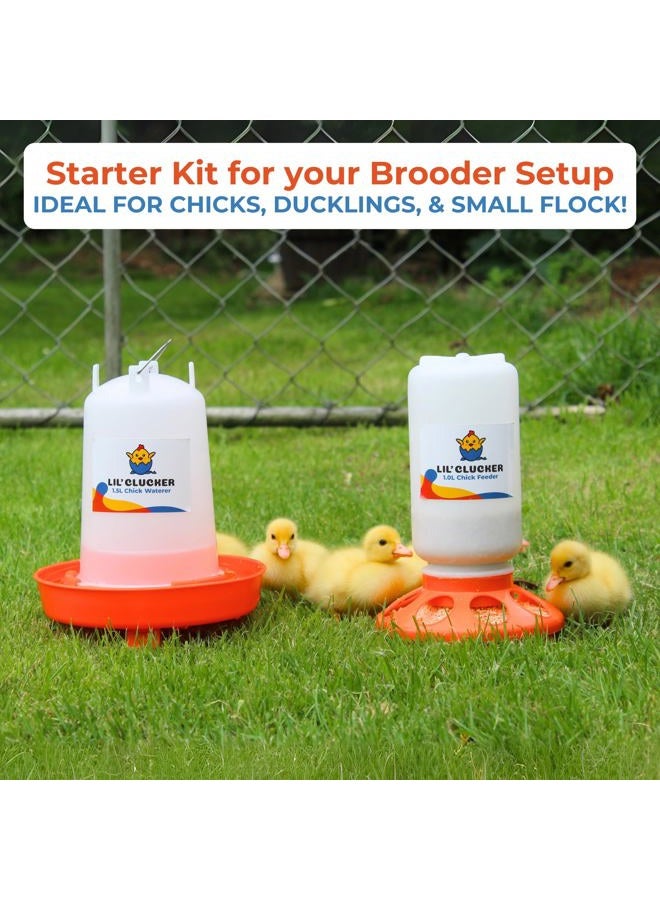 Lil'Clucker 1L Chick Feeder, 1.5L Chicken Waterer - No Leakage Chick Feeder and Waterer Kit - Hanging Baby Chick Waterer, Durable Chicken Water Feeder - Chicken Feeder and Waterer Set, Poultry Waterer - Image 4