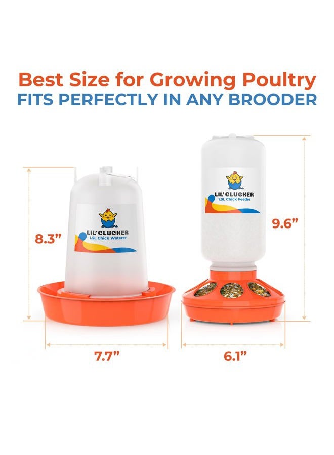 Lil'Clucker 1L Chick Feeder, 1.5L Chicken Waterer - No Leakage Chick Feeder and Waterer Kit - Hanging Baby Chick Waterer, Durable Chicken Water Feeder - Chicken Feeder and Waterer Set, Poultry Waterer - Image 3