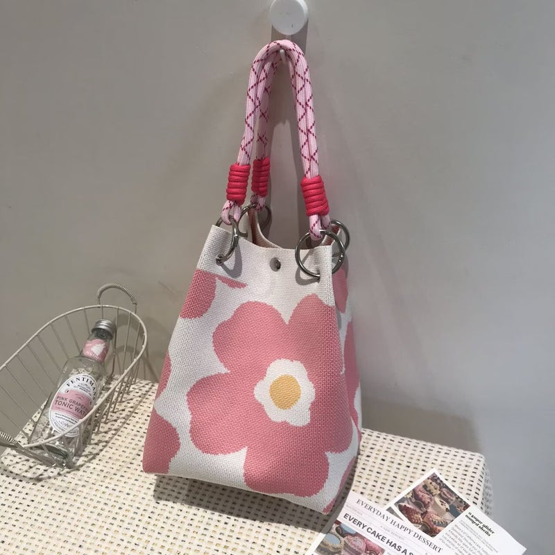 Korean Style Niche Design Knitted Bucket Bag Women'S Fashionable All-Match Travel Shopping Hand Bag Handbag - Image 5