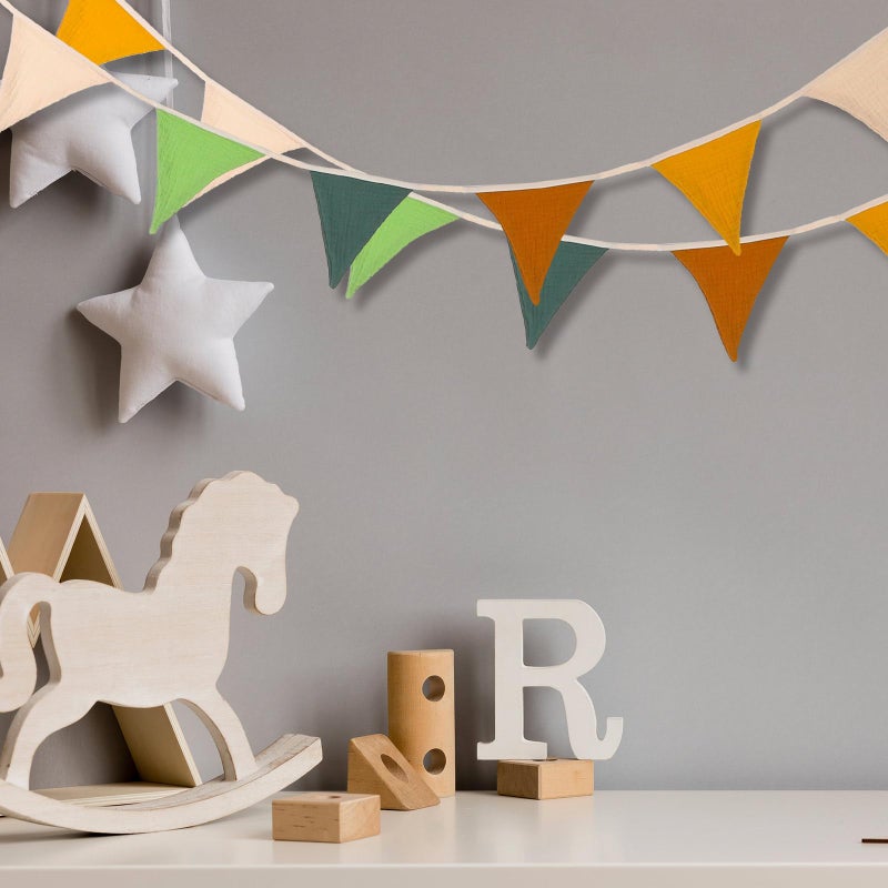 Oudain 15.5 ft Pennant Banner Flags  2 Pcs Nursery Garland Triangle Bunting Flag Baby Banner for Nursery Decor Baby Birthday Boho Wedding Shower Party Event  Each 7.75 ft(Fresh Color) - Image 3