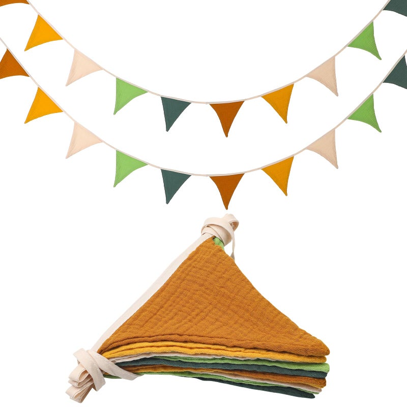Oudain 15.5 ft Pennant Banner Flags  2 Pcs Nursery Garland Triangle Bunting Flag Baby Banner for Nursery Decor Baby Birthday Boho Wedding Shower Party Event  Each 7.75 ft(Fresh Color) - Image 1
