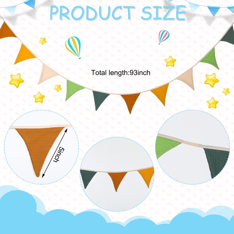Oudain 15.5 ft Pennant Banner Flags  2 Pcs Nursery Garland Triangle Bunting Flag Baby Banner for Nursery Decor Baby Birthday Boho Wedding Shower Party Event  Each 7.75 ft(Fresh Color) - Image 2