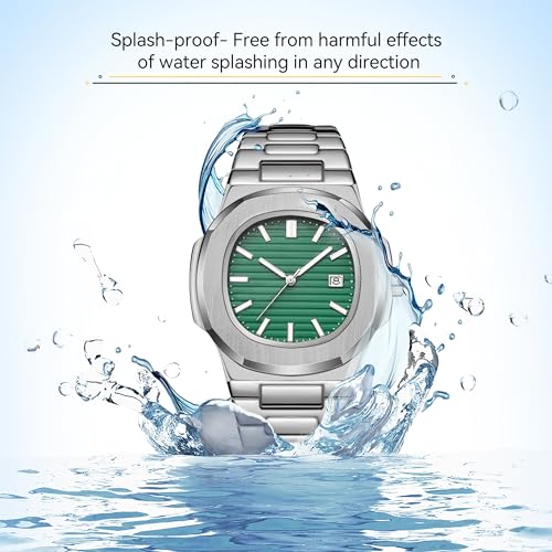 BARAMON Wrist Watches for Men, Nautilus Stainless Steel Quartz Movement Date Luxury Style Men's Luminous Hands Casual Business Watches - Image 3