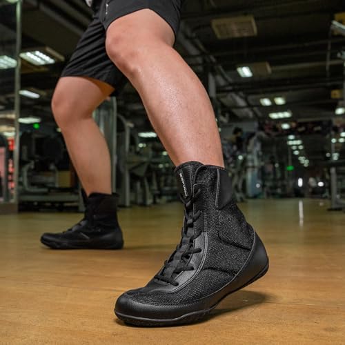KEFUWU Wrestling Boxing Boots Wide for Men High Top Breathable Lightweight Non-Slip for Competition & Training(10.5 Men, Black) - Image 3
