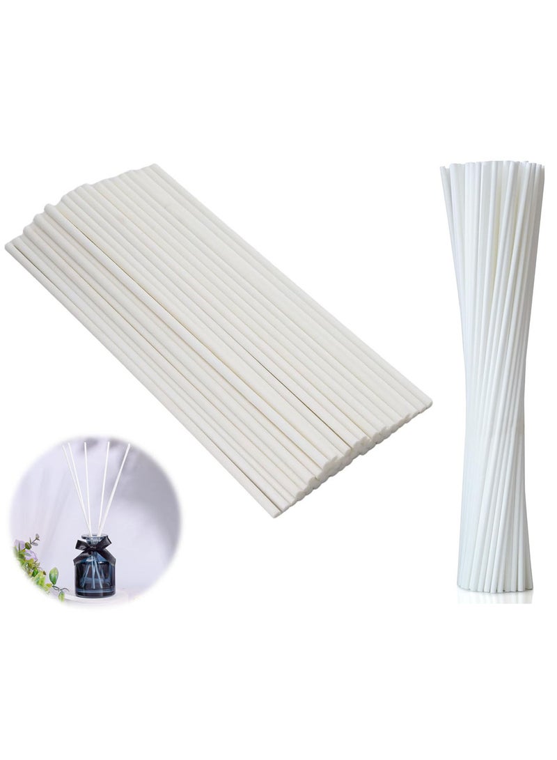 Reed Diffuser Sticks, 100Pcs 20cmx3mm Natural Rattan Essential Oil Aroma Diffuser Sticks, Fibre Reed Replacement Refill Sticks, Aromatherapy Diffusers for SPA Bed Room Home and Office (White) - Image 1