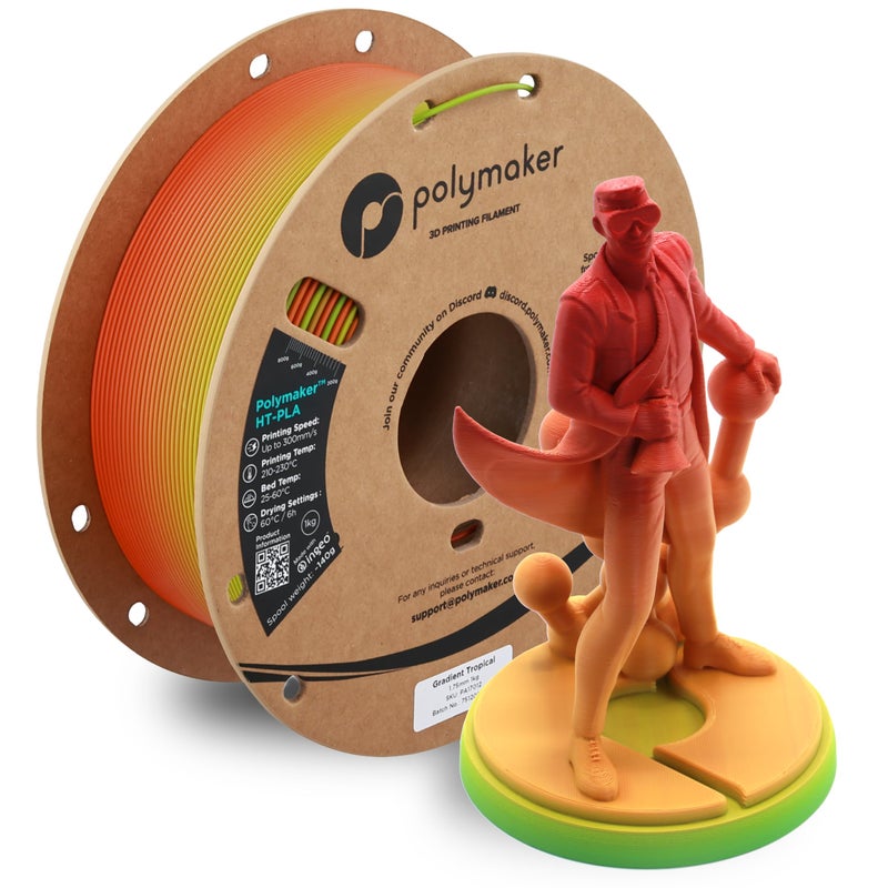 Polymaker HTPLA Filament 175mm Gradient Tropical High Temp PLA for 3D Printing Heat Stable Up to 150C Easy to Print Works with Most FDM Printers 1kg Spool - Image 2