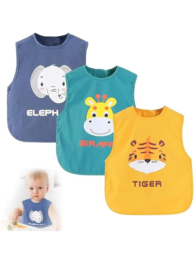 YARDHOBI 3 Pack Mess Proof Baby Bib Waterproof Baby Bibs For Eating Lightweight Baby Bib With Food Catcher Waterproof Bibs For Baby Boys Baby Girls Feeding Bibs Drool Bibs Machine Washable - Image 1