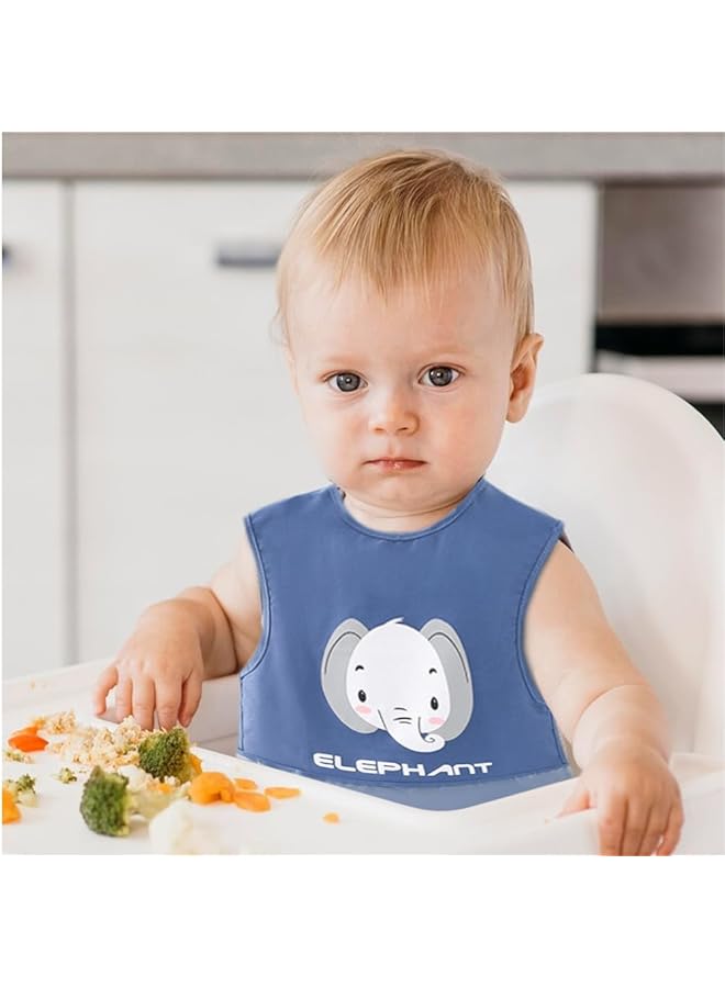 YARDHOBI 3 Pack Mess Proof Baby Bib Waterproof Baby Bibs For Eating Lightweight Baby Bib With Food Catcher Waterproof Bibs For Baby Boys Baby Girls Feeding Bibs Drool Bibs Machine Washable - Image 4
