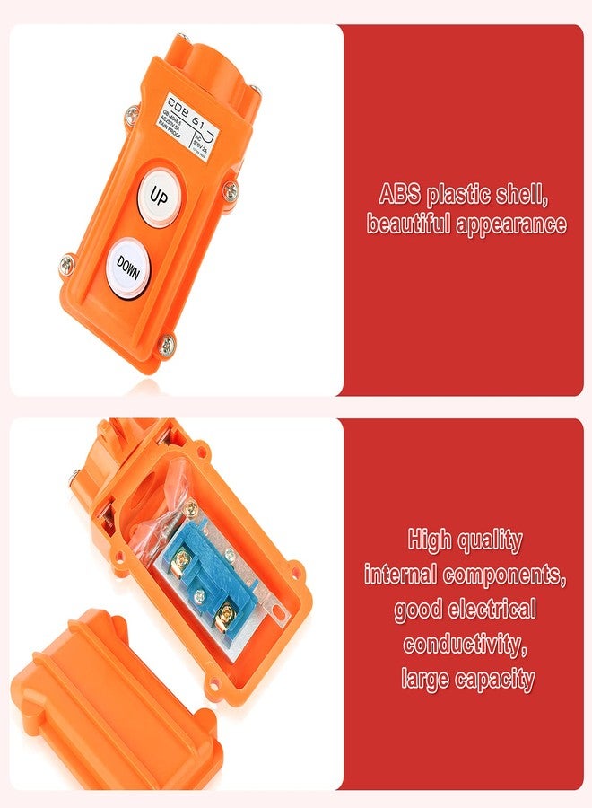 QCQIANG 2Pcs Rainproof Crane Push Button Switch, COB61-UP-DOWN Crane Pendant Control Station Push Button Switch with Rubber Cable Barrel - Image 3