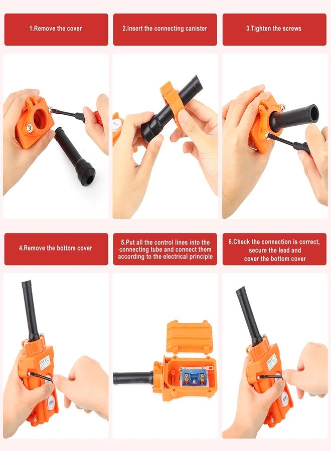 QCQIANG 2Pcs Rainproof Crane Push Button Switch, COB61-UP-DOWN Crane Pendant Control Station Push Button Switch with Rubber Cable Barrel - Image 5