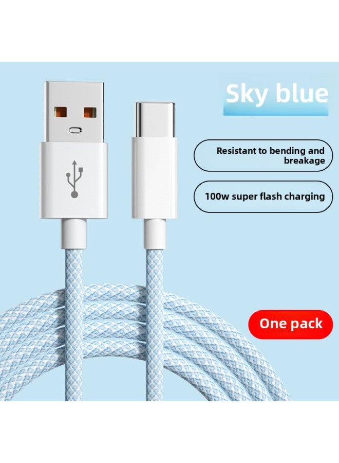 Type-c Data Cable 6A Fast Charging Tpyec Charging Cable For Huawei Glory Oppovivo Millet P-Color:Type-c 6a Super Fast Charge 【sky Blue】 Single Pack-1.5m - Image 1
