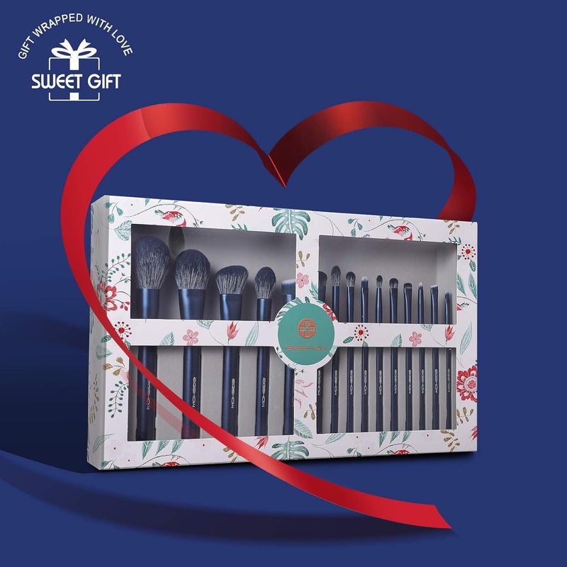 EIGSHOW Makeup Brush Set EIGSHOW Professional Makeup Brushes Kit Foundation Powder Concealers Eye Shadows Makeup 15 Piece for Eye Face Liquid Cream Cosmetics Brushes Kit GIFT BLUE - Image 2