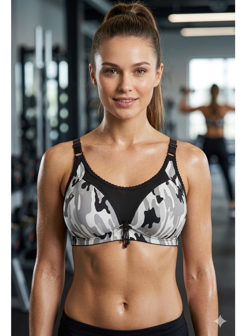 Women Camouflage Sports Bra – Breathable Stretch Fitness Gym Top, Adjustable Straps, Medium Support Activewear - Image 2