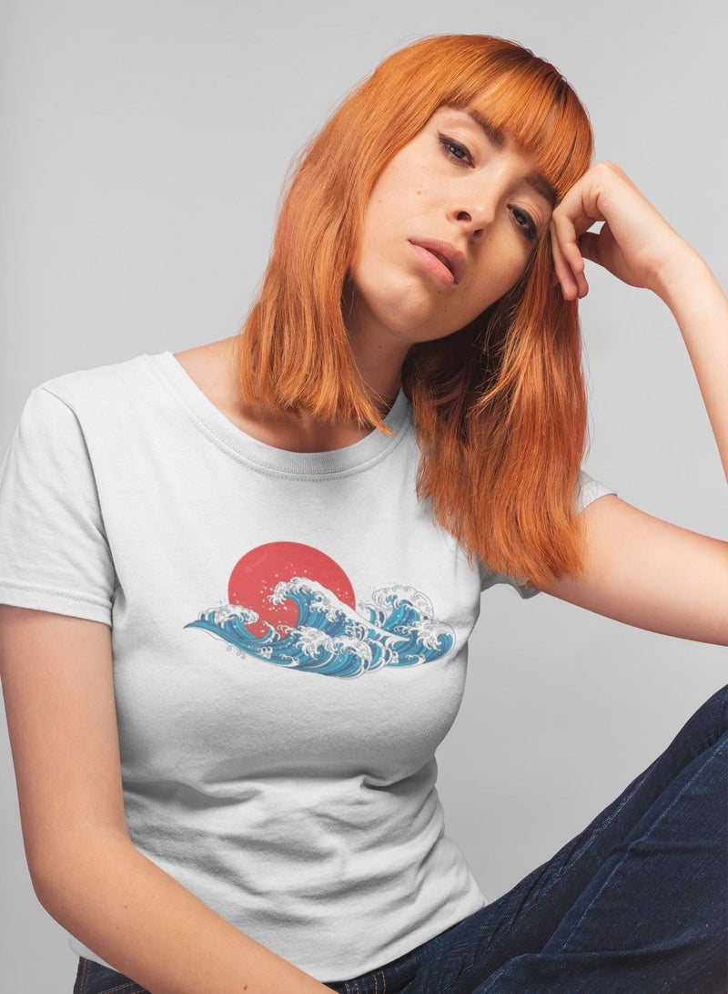 MERCH Japanese Wave Ocean Printed T-Shirt - Image 1