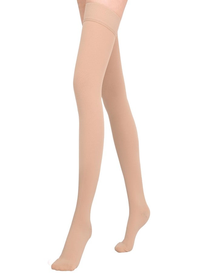 Athbavib 20-30mmHg Compression Stockings for Women and Men, Thigh High Closed Toe Medical Graduated Compression Socks, Best Support for Treatment Varicose Veins Swelling (Beige,Medium) - Image 1