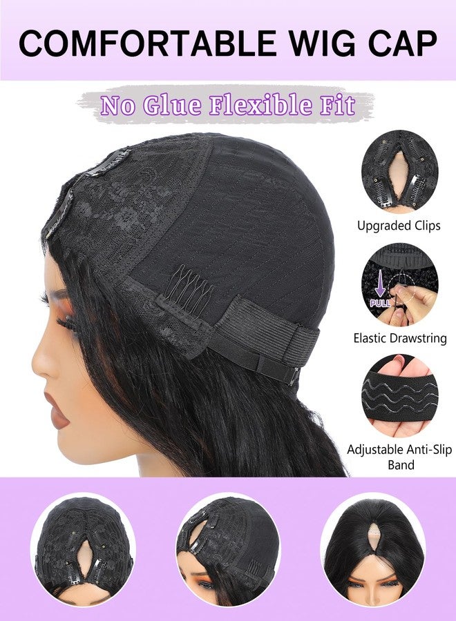 BINF V Part Wig Human Hair Body Wave Upgrade U Part Human Hair Wig with Clip Vpart Half Wig Glueless Wigs for Women No Sew in No Glue No Leave Out Beginner Friendly Natural Color 16 inch - Image 2