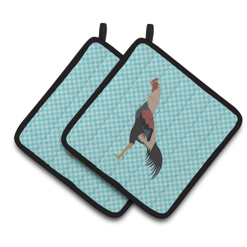 Caroline's Treasures ""Caroline's Treasures Kulang Chicken Blue Check Decorated Pot Holder  7.5"""" x 7.5"""""" 