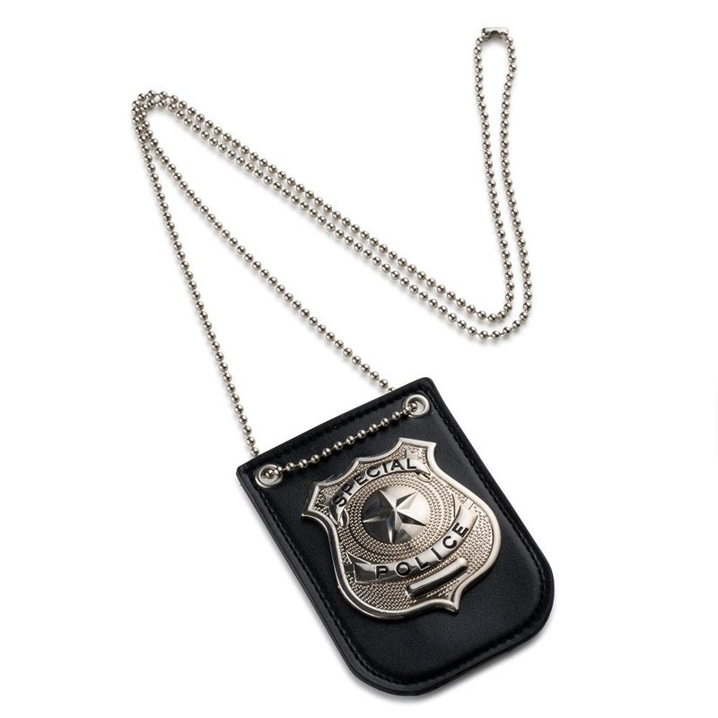 Dress Up America Police Badge for Kids Pretend Play PD Badge with Chain Belt Clip - Image 2