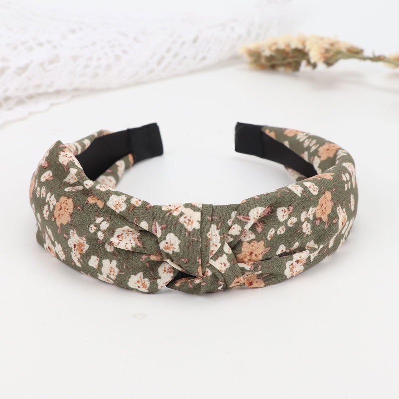 DRESHOW Headbands for Women and Girls Flower Printed Knotted Plastic Head Band Fashion Boho Wide Hairbands Non Slip Hair Accessories 4 Pcs - Image 5