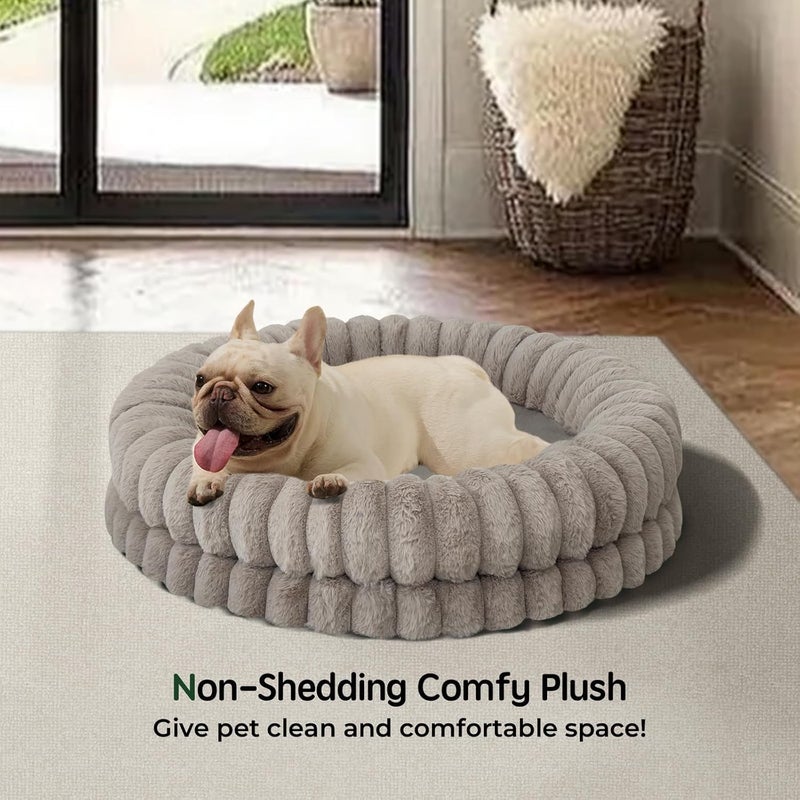 BALANCE Luxury Donut Dog Bed, 30 Inches Round Dog Bed Medium Size Dogs Washable, Orthopedic Calming Dogs Bed for Pets with Anti-Slip Bottom, Oatmeal - Image 2