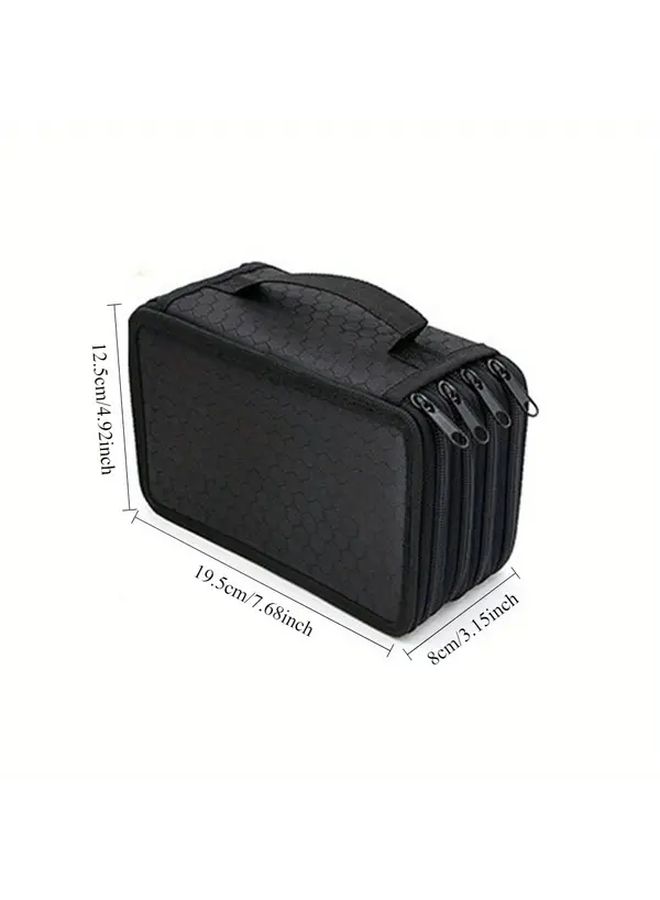 Black Portable Four Tier Pencil Organizer With Zipper For Coloring Pens Painting Brushes - Image 3