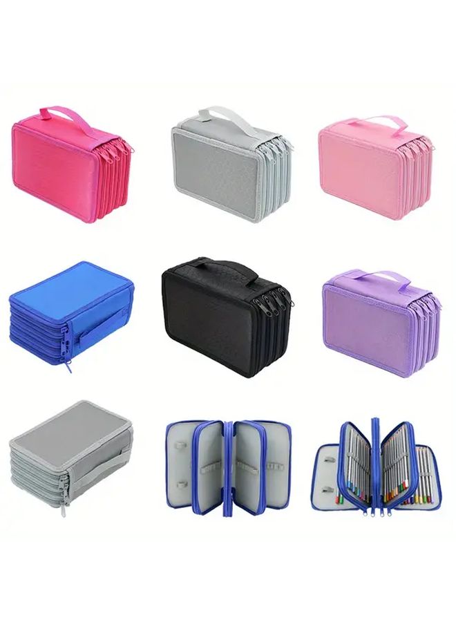 Black Portable Four Tier Pencil Organizer With Zipper For Coloring Pens Painting Brushes - Image 1