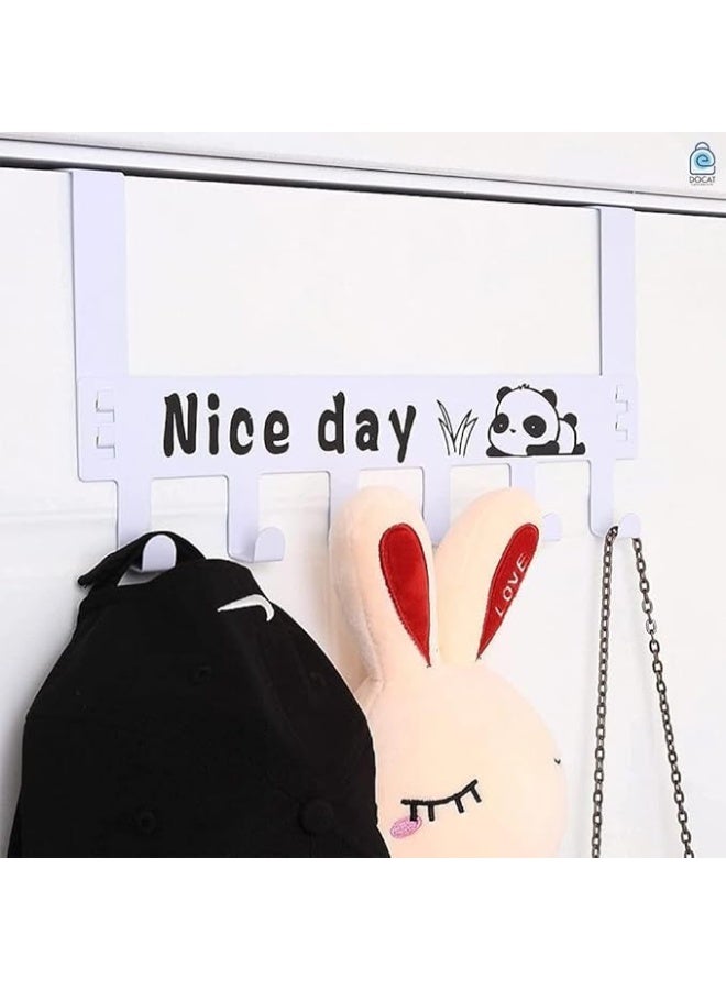 Mawan Over door hanger for clothes hanging docat heavy duty hanger holder coats robes hats clothes towels hanging towel organizer 6 hook easy installation over door hook 1pc (multicolor)  - Image 3
