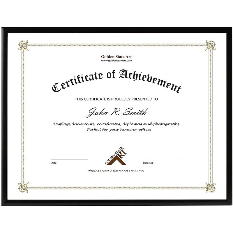 Golden State Art, 8.5x11 Aluminum Frame, Real Glass, Metal Frame for 8.5 by 11 inch Document, Certificate, Diploma. with Easel Stand (Black, 1 Pack) - Image 2