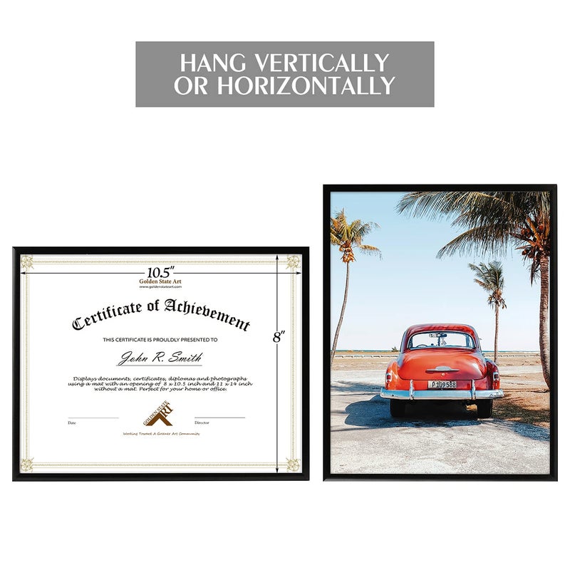 Golden State Art, 8.5x11 Aluminum Frame, Real Glass, Metal Frame for 8.5 by 11 inch Document, Certificate, Diploma. with Easel Stand (Black, 1 Pack) - Image 5