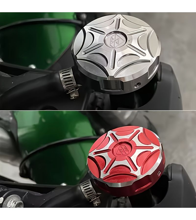 Silvery Aluminum Two Tone Fuel Cap Motorcycle Modified Spider Web Design - Image 3