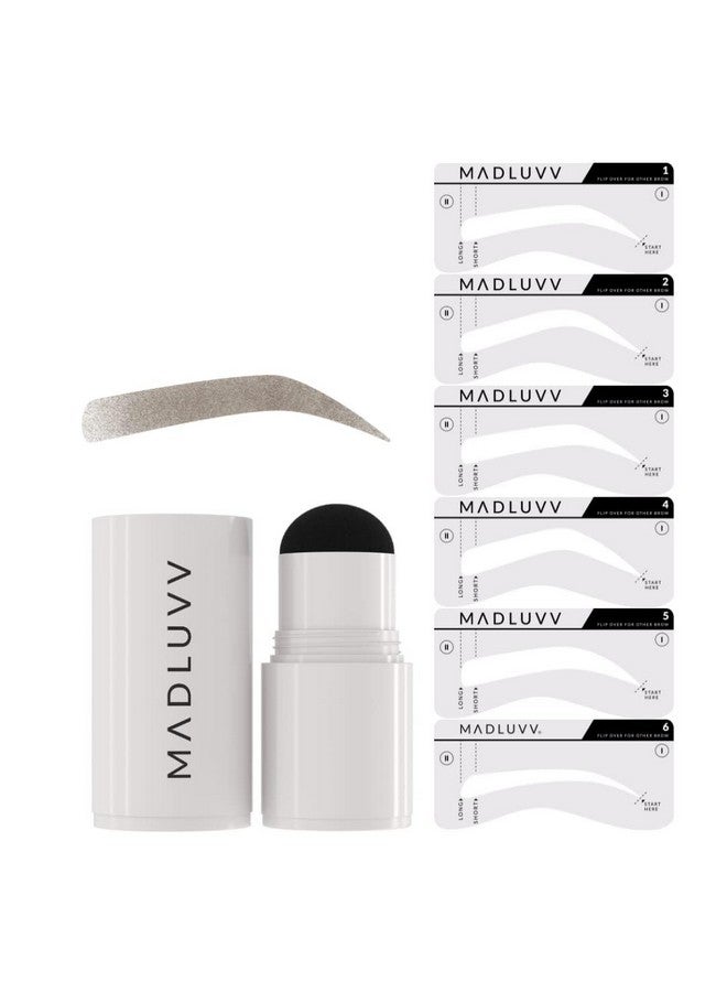 MADLUVV Eyebrow Stencil Kit Easytouse, Natural Look, 6 Popular Shapes, Used By Professionals Includes Stamp, Stencils, Spoolie, And Travel Bag (Soft Brown) - Image 2
