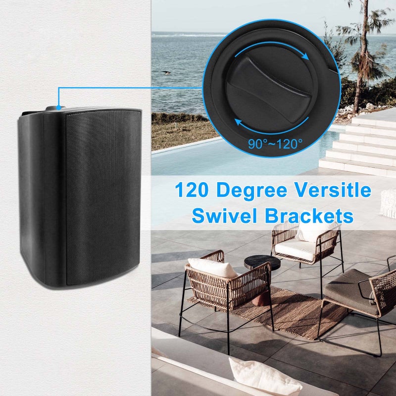 Herdio 6.5 Inch 400W Outdoor Speakers Wired Waterproof with Powerful Bass,Wall Mount Speakers for Patio Garage Covered Deck,All-Weather(Pair,Black) - Image 5