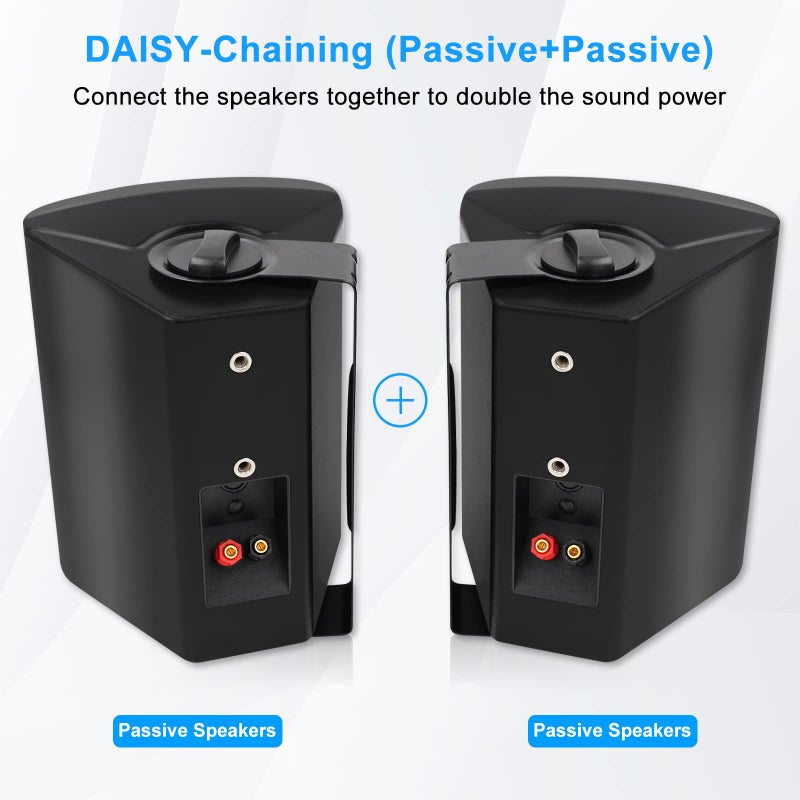 Herdio 6.5 Inch 400W Outdoor Speakers Wired Waterproof with Powerful Bass,Wall Mount Speakers for Patio Garage Covered Deck,All-Weather(Pair,Black) - Image 3