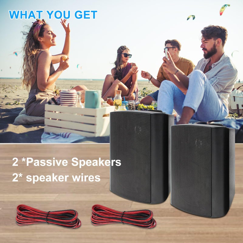 Herdio 6.5 Inch 400W Outdoor Speakers Wired Waterproof with Powerful Bass,Wall Mount Speakers for Patio Garage Covered Deck,All-Weather(Pair,Black) - Image 4