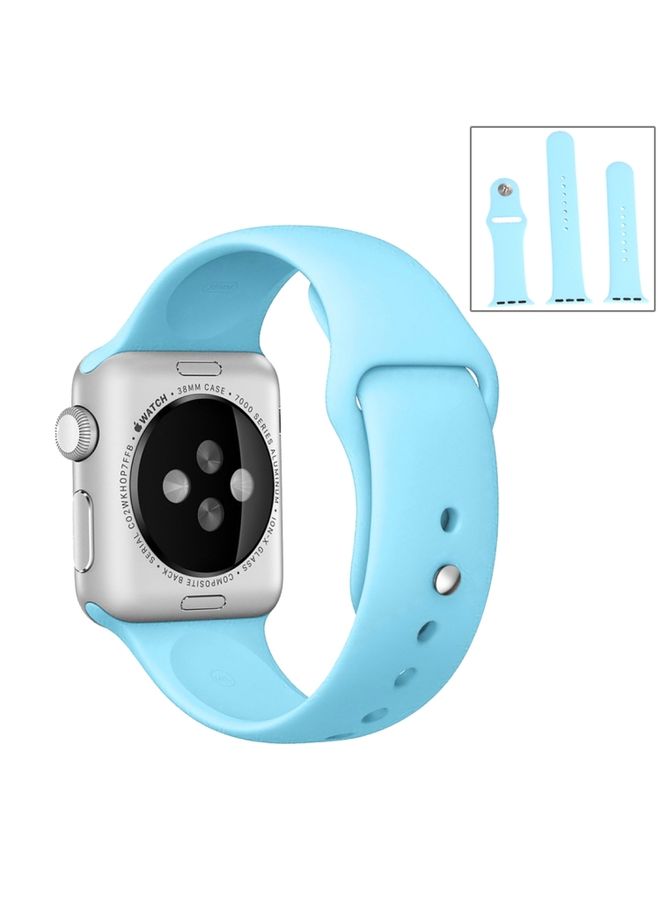 Replacement Strap For Apple Watch Ultra 49mm & Watch Ultra 2 49mm / Series 9&8&7 45mm / SE 3&SE 2&6&SE&5&4 44mm / 3&2&1 42mm 3 in 1 Rubber Watch Band with Pin Buckle Baby Blue