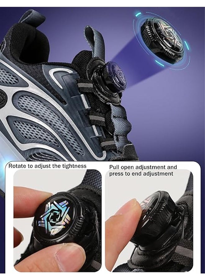 DUNISO Children's Roller Skates, Sports Shoes With Wheels, Flashing Led Lights, Rechargeable, Suitable For Boys And Girls Beginners, More Balanced, Black - Image 5