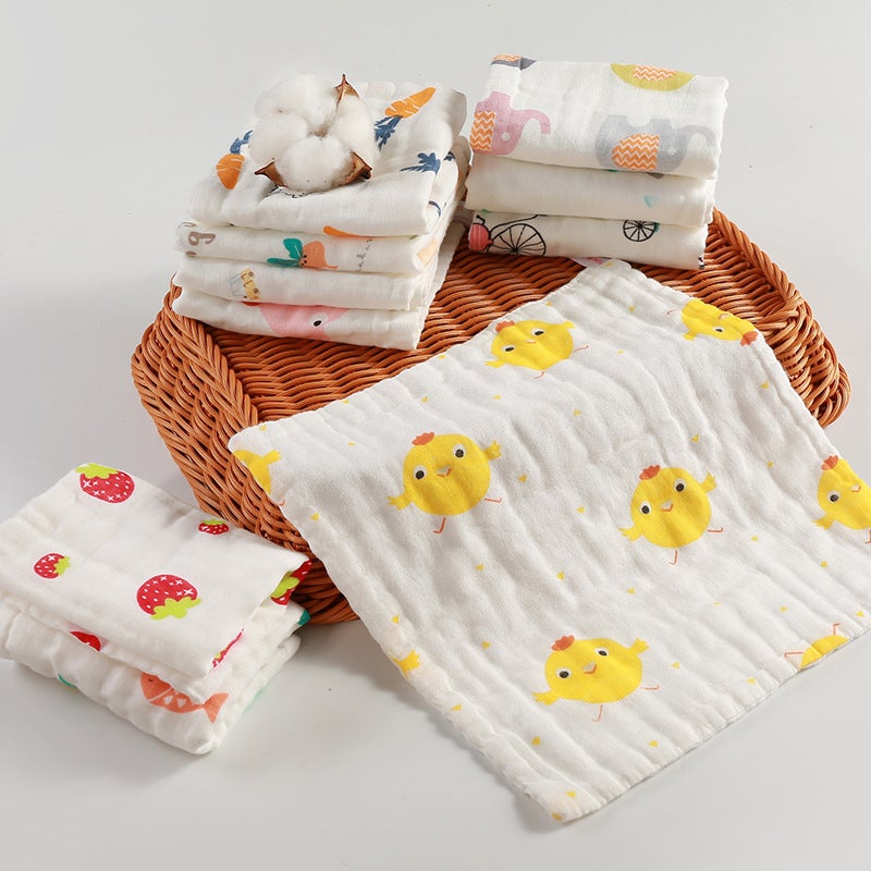 منشفة وجه أطفال مربعة من القطن النقي 6 طبقات منشفة لعاب الأطفال منشفة قطنية 100% للرضع فئة A - Image 1