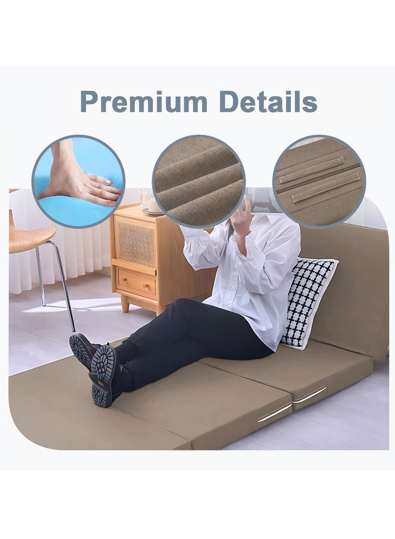 XiuWoo Portable 4-Folding Thick Foam Mattress, Foldable Bed, Guest Beds, Portable Bed, Topper Guest Mat, Sleeping Pad, Floor Nap with Breathable & Washable Cover  - Image 3